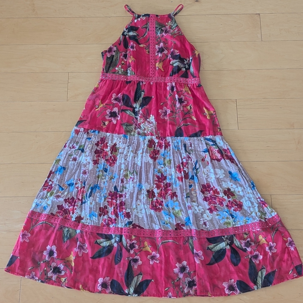 🌺 Cupio Bohemian Floral Maxi Dress – Size Medium (EUC) – Festival Summer Vaca